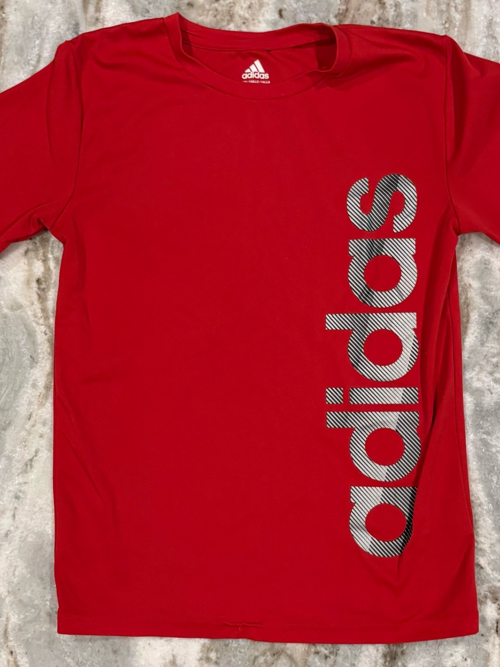 adidas Red Long Sleeve Tee with Vertical Logo